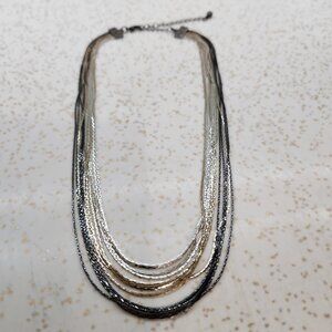 BFD Tricolor Metal Multistrand Chain Necklace